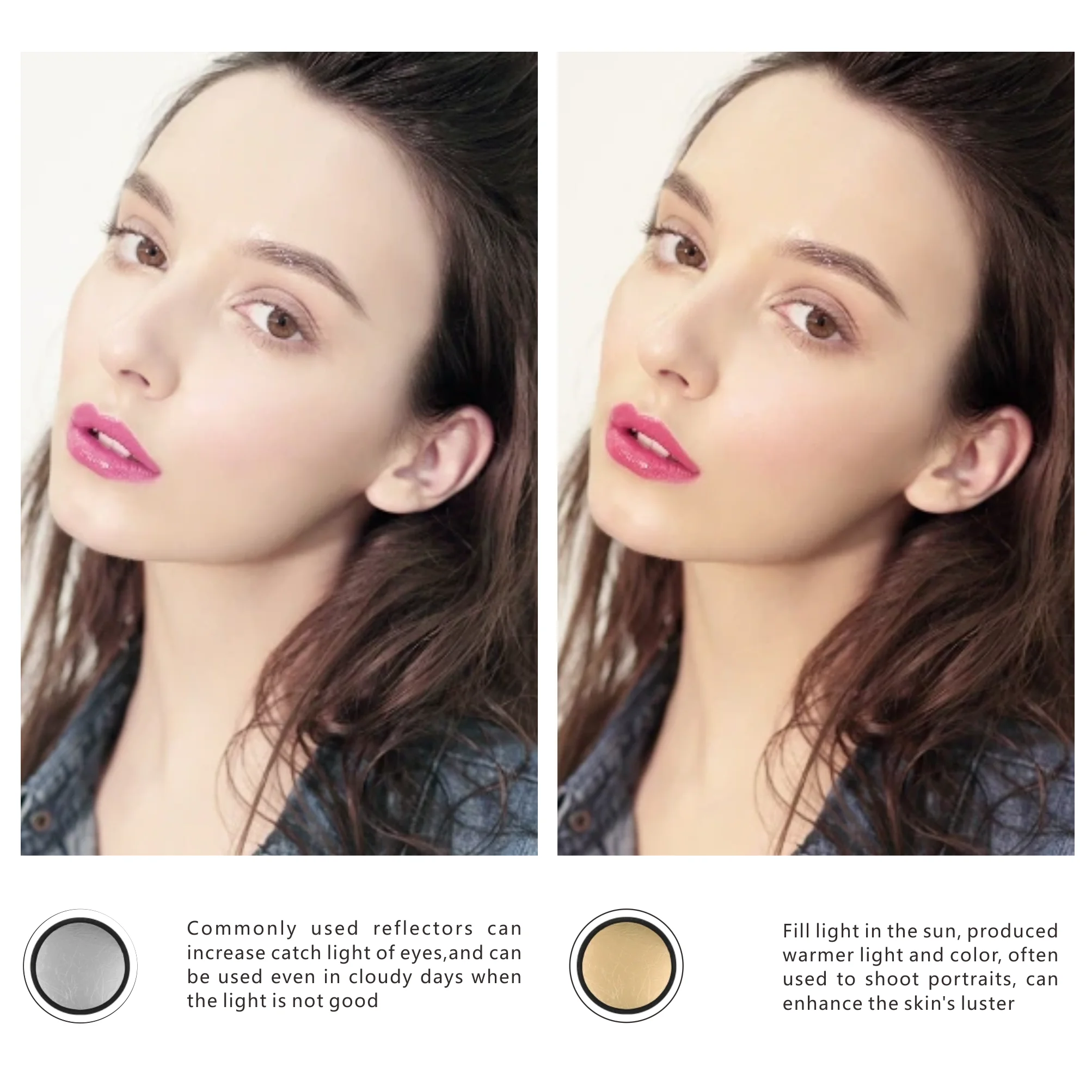 Silver Gold Photography Reflector 30cm 2 In 1 Collapsible Studio Photo Round Reflector Board Indoor Outdoor Lighting Diffuser