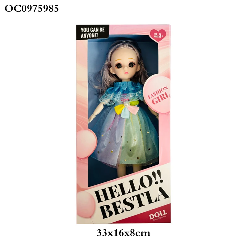 Fashion wear dress big eyes cute cartoon 12 inch baby girls doll toys 2024 for kids cheap