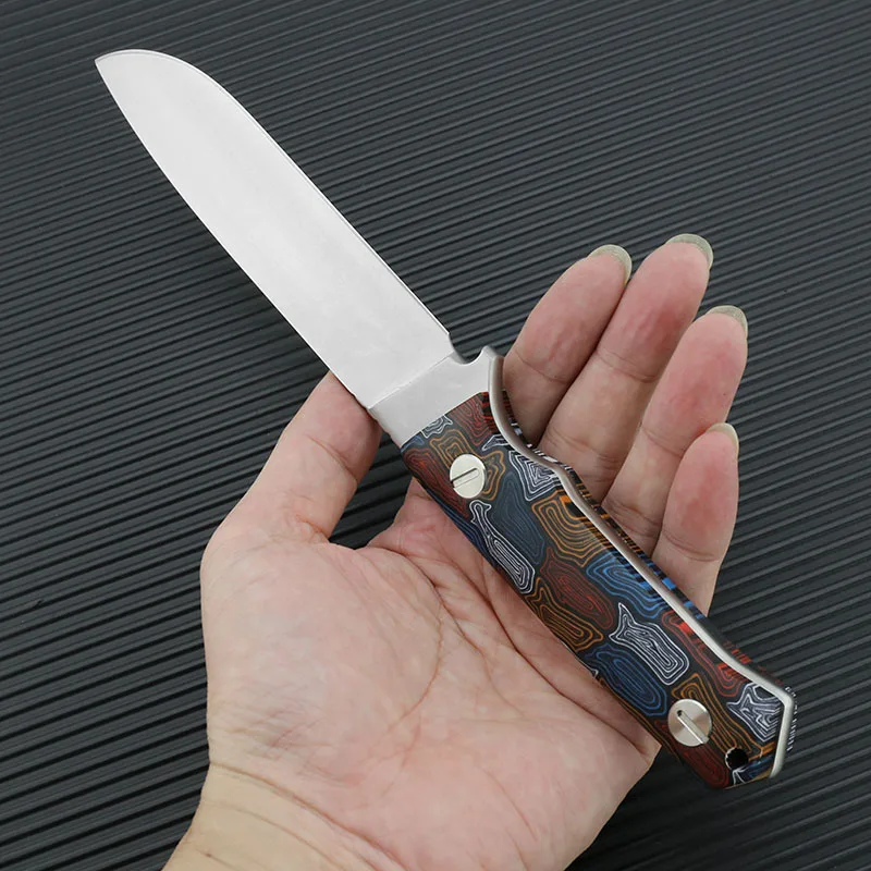 Damascus pattern G10 Handle 9CR18MOV Steel DACIAN FIXED HUNTING KNIVES Outdoor Camping EDC Tactical Survival knife with sheath