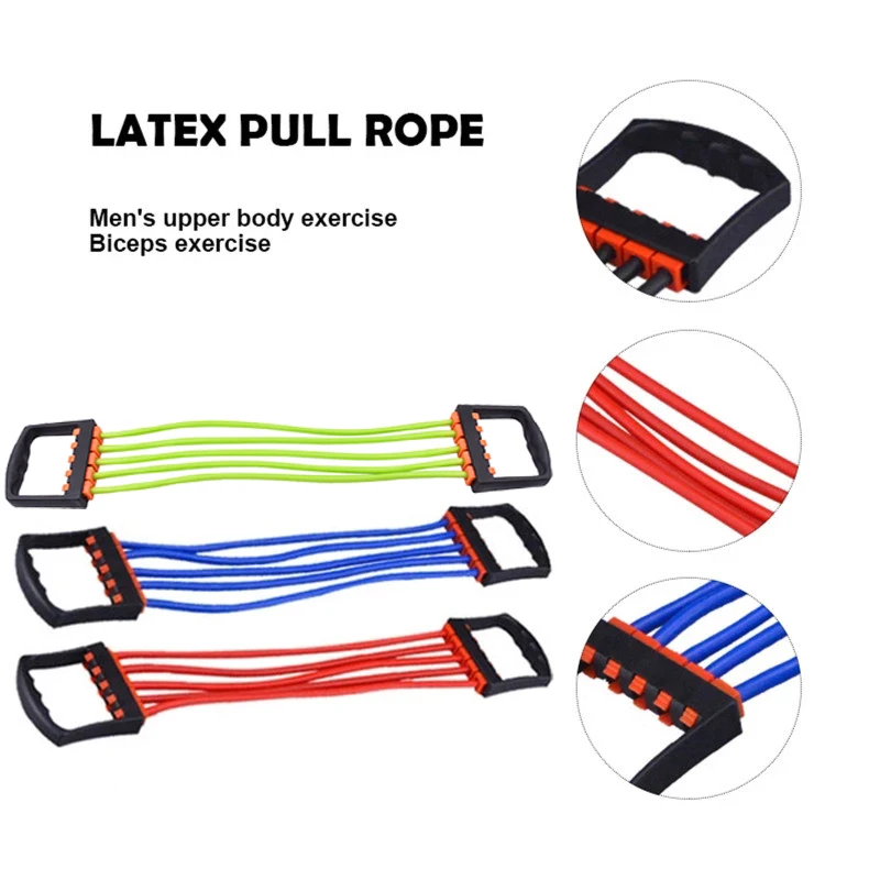 Wholesale Five Latex Tube Tensioner Exercises Adjustable Fitness Pull Rope Tube Chest Expander Resistance Band
