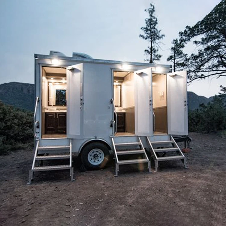 Commercial Luxury Mobile Toilet Trailer Portable Mobile Double Cabins Restroom Trailer