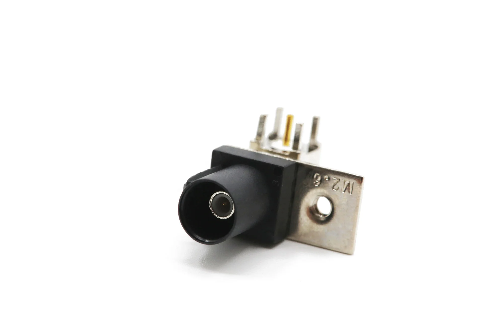 Fakra auto connector  right angle male for  PCB with 1 hole single baffle A Black color for automotive use