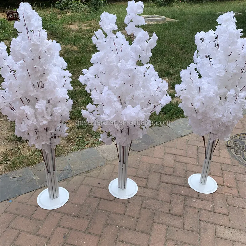 A-252 Hot Selling Artificial Silk Artificial Table Centerpiece White Cherry Blossom Tree Flower for Wedding Decoration