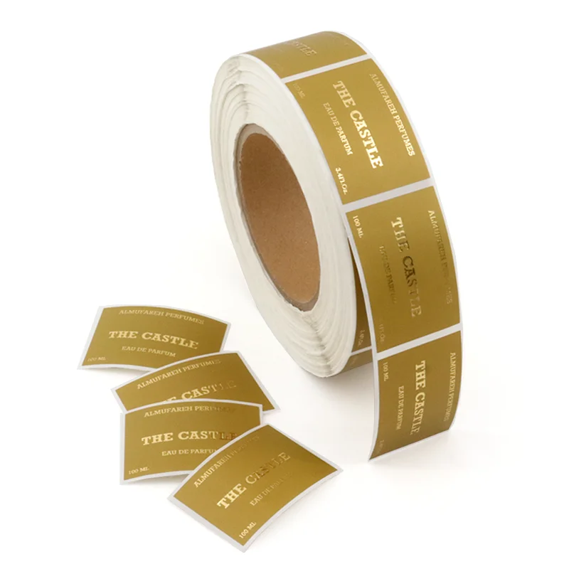 Luxury Custom Adhesive Label Roll Logo Printed Gold Foil Stamping Perfume Bottle Labels