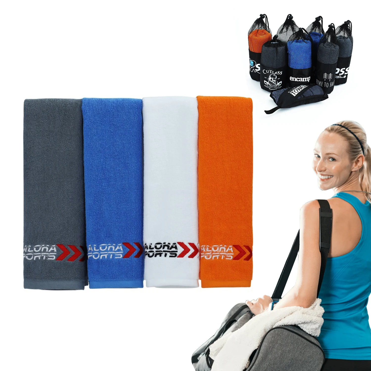 100% Cotton Personalized Embroidery logo Towel Custom Gym Towel Jacquard Sports Towel