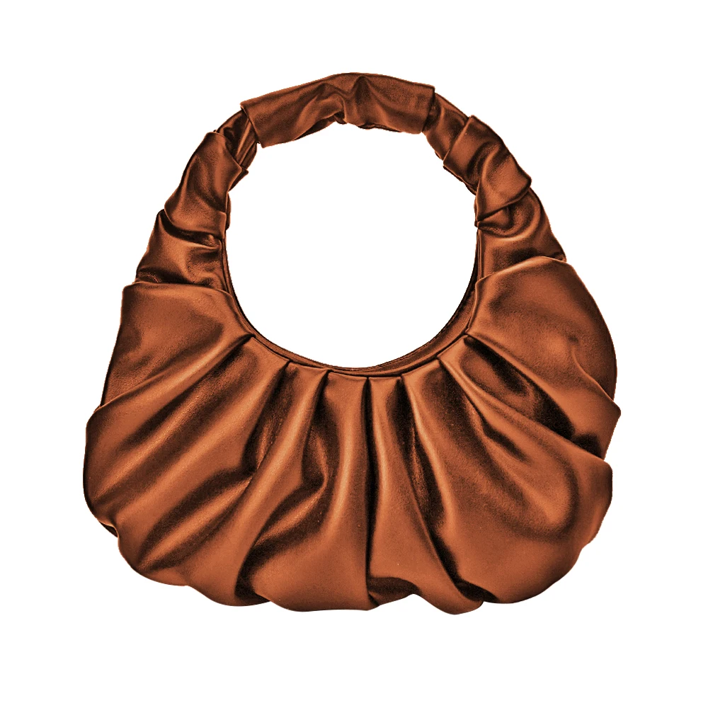 Custom Leather Small Handbags Women Bright Fold Shoulder Bag Luxury Mini Cloud Shape Pouch Ladies Hand PU Bag