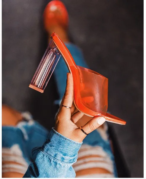 
Women Shoes Crystal Sandals Transparent High Heel Shoes 