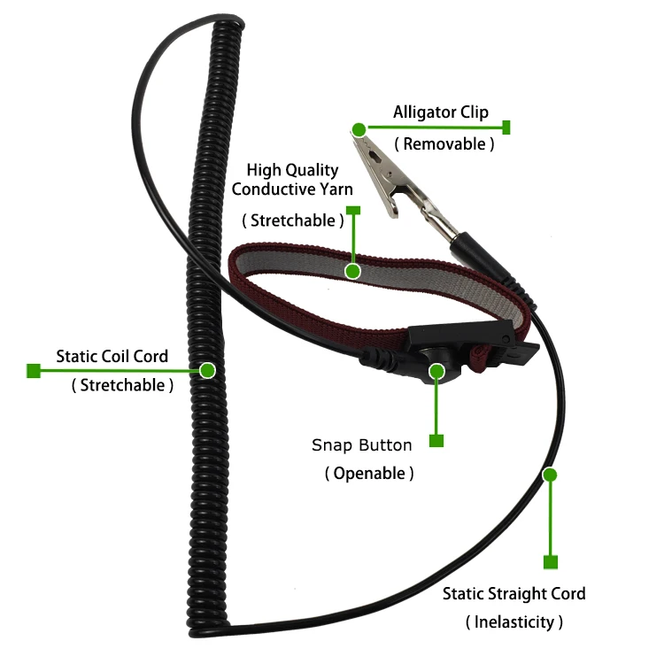 Anti Static Electricity Extendable Bracelet Anti-static Wrist Strap ESD Grounding Wristband