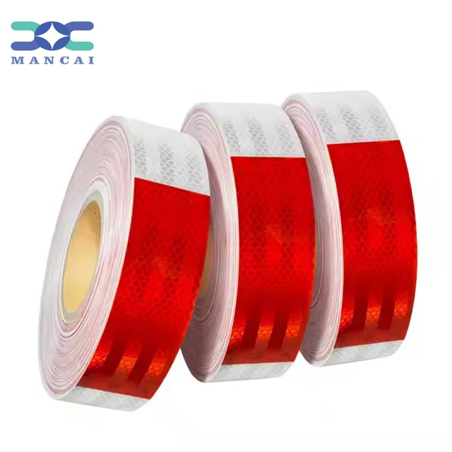 MANCAI 2 Inch X 200 Feet DOT-C2 Reflective Outdoor Safety Tape Red White Dot Reflective Tape for Vehicles, Trailer