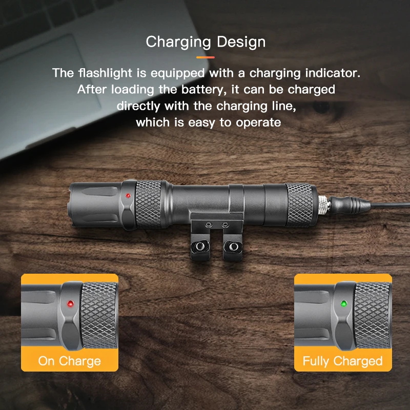 Highlight 2000lumen M Mount Tactical led torch Bright Light Rechargeable Flashlight
