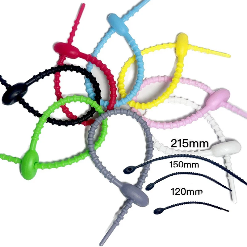 Silicone Reusable Zip Ties Rubber Cable Ties Multicolor Cable Straps