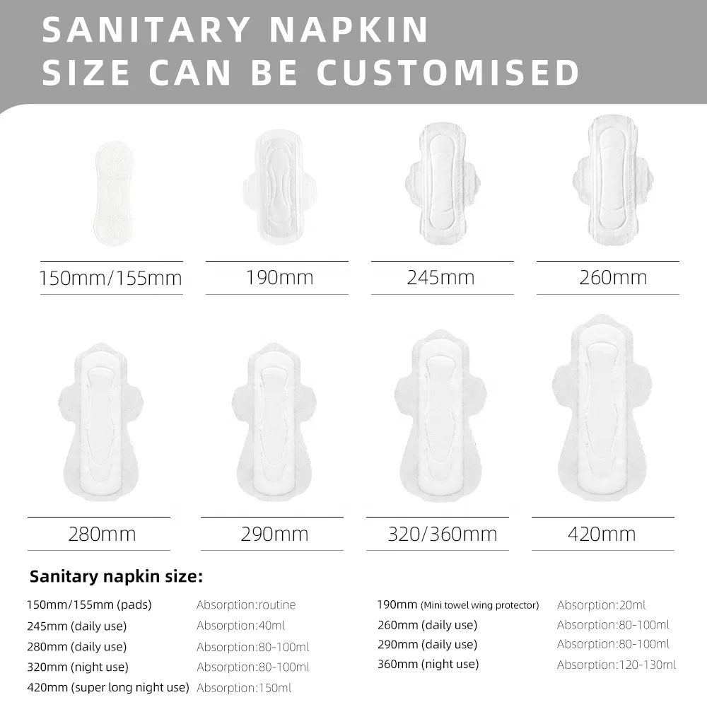 DH Organic Cotton Menstrual Feminine Hygiene Period Lady Napkin Sanitary Pad for Women