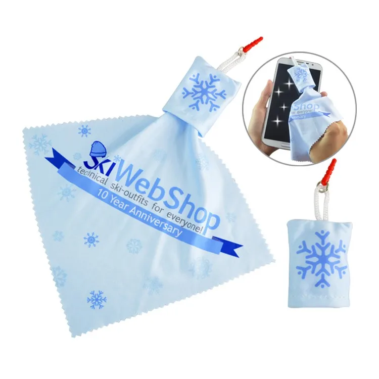 Wholesale Customized LOGO Fabric Lens with  Keychain   for PHONE/GLASS/ Microfiber cleaning  Cloth