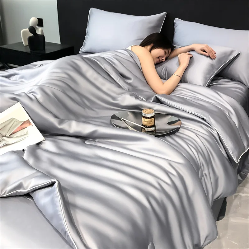 Soft Cooling Duvet Cover King Size-100% Tencel Lyocell Duvet Cover Set(4 Pieces)