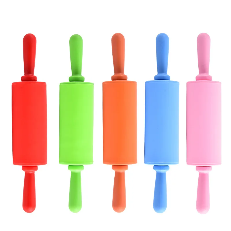 New Arrival Kitchen Silicone Rolling Pin Non-Stick Pastry Dough Rollers With Wooden Handle