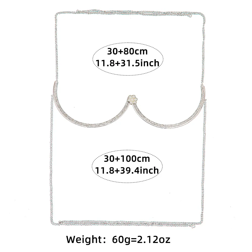 2023 New Style Crystal Flowers Bra Chain Shiny Rhinestone Metal Neck Sexy Chest Chain Jewelry Body Chain For Women