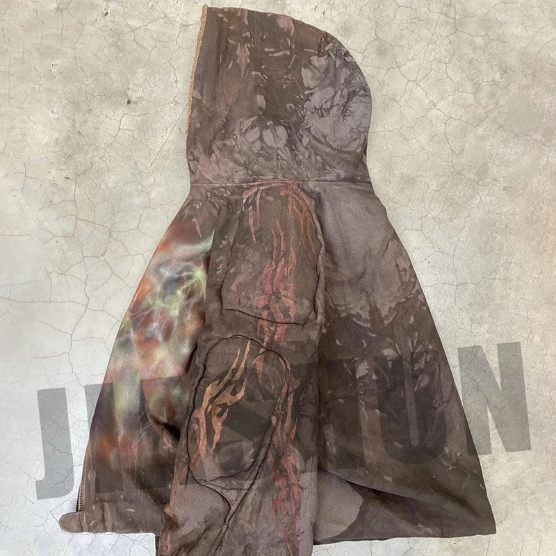 Custom Over Digital Printed Streetwear Oversized Zip up Coat Black Lightweight Winter Goose Down Cotton Canvas Jacket for Men