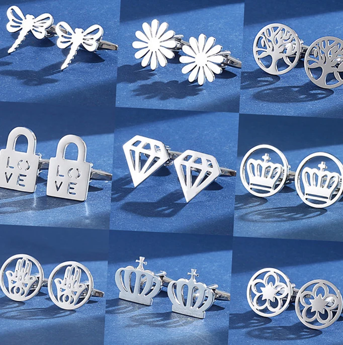 High End Titanium Steel Hollow Crown Personalized and Fun Non Fading Dragonfly Cufflinks Accessories Gift for Men