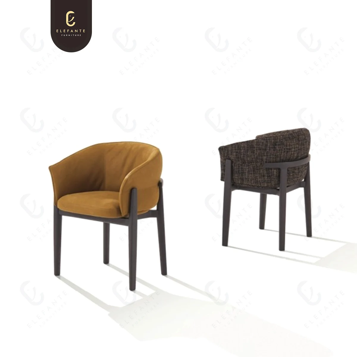 Italian Light Luxury Design Style Modern Brown Upholstered Microfiber Leather And Ash Solid Wood Leisure Chair For Living Room