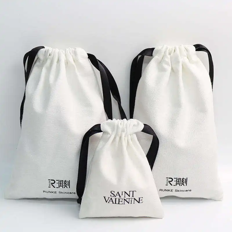 Wholesale Promotional Eco Friendly Storage Custom Logo Printed Gift Soap Linen Candle Canvas Pouch Cotton Drawstring Dust Bag