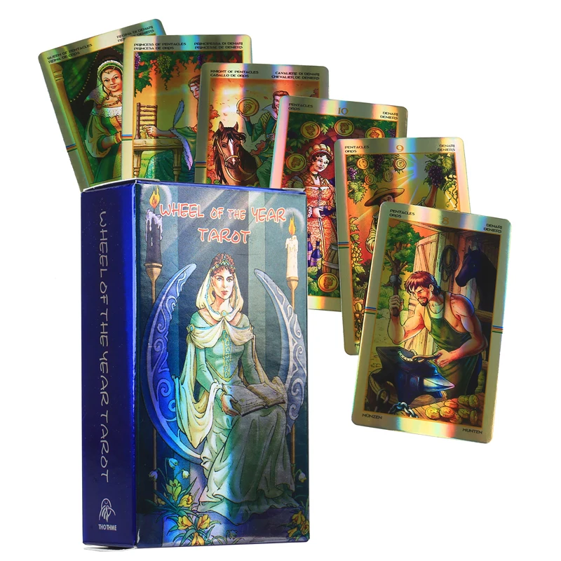 Factory Tarot Cards Custom Printing High Quality Reflective Tarot Oracle Divination Cards Decks Wheel Of Year Tarot