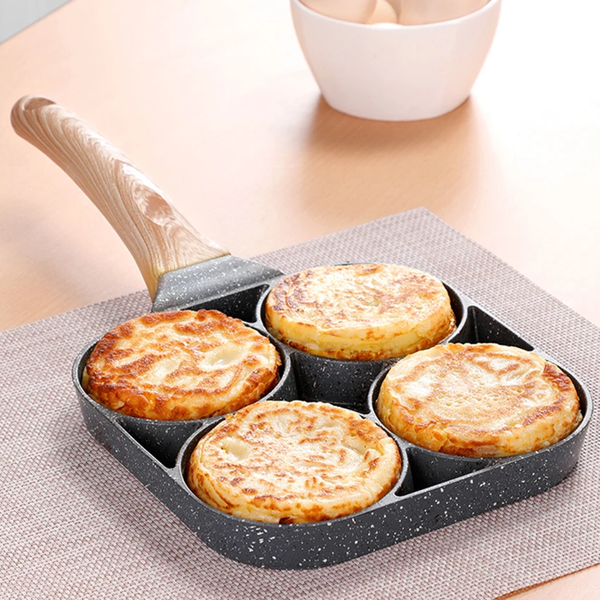 
4-hole Omelet Pan for Burger Eggs Ham PanCake Maker Frying Pans Creative Non-stick No Oil-smoke Breakfast Grill wok Cooking Pot 