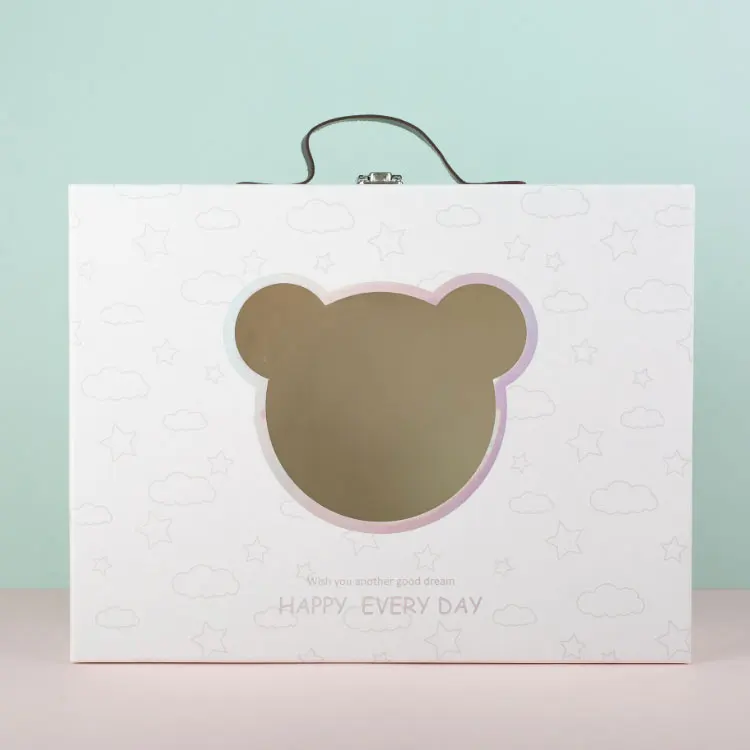 Wholesale Customizable Strong White High-end Baby Portable Box Gift Box Cute Cartoon Baby Gift Box With Lock
