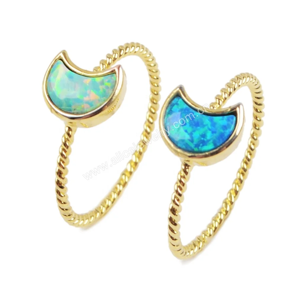 ZG0237 последние кольца с полумесяцем, кольца с синтетическим опалом