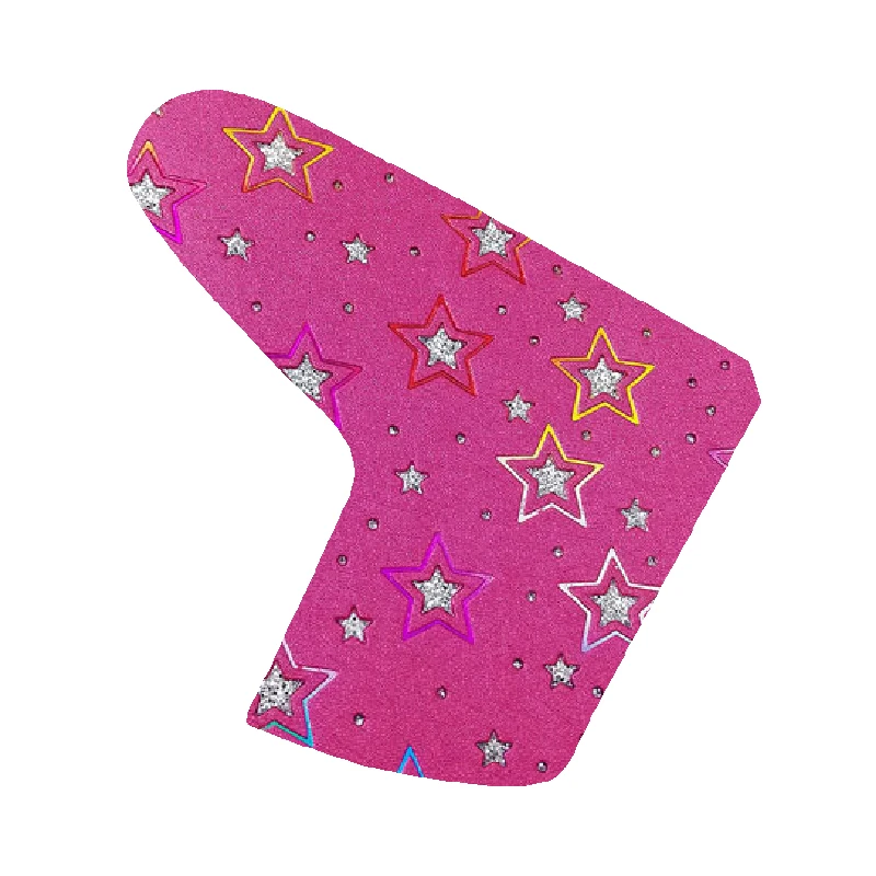 Bling star pink printed golf driver canvas blade mallet putter magnet closure golf headcover