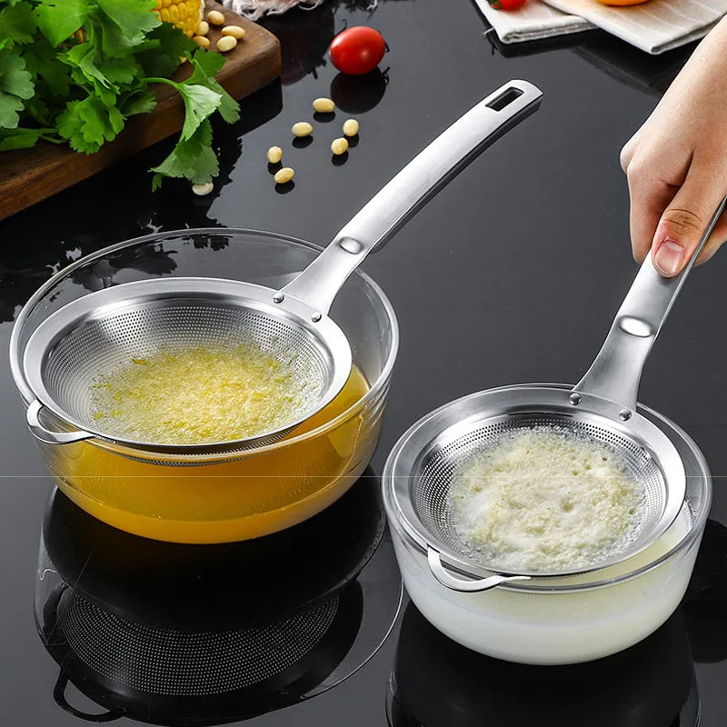 Hot Selling Food Draining Skimmer Soy Milk Flour Stainless Steel Strainer for Cooking Baking Tool Scoop Spoon Colander