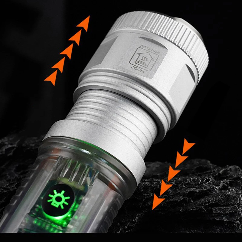 White Laser Flashlight Outdoor USB Charging Long-range Zoom Multifunctional LED Emergency