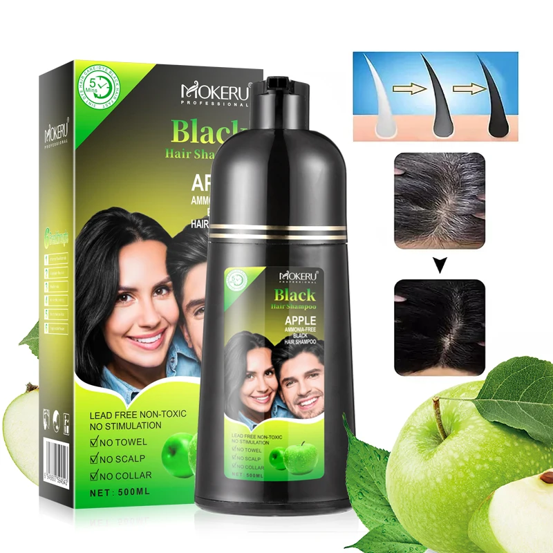 500ml Permanent Organic Natural Fast Hair Dye Plant Essence Black Hair Color Dye Shampoo Cover White Hair No Side Effect