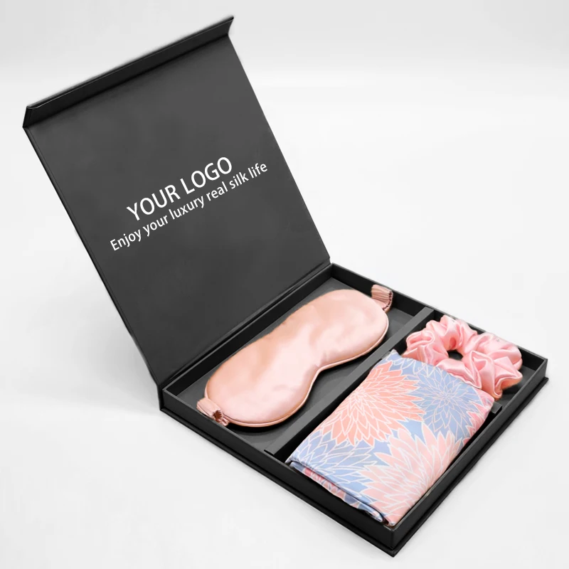 Elegant Real Silk Sleeping Eye Masks Pillowcase Silk Gift Set Exquisite Gift Box For Women