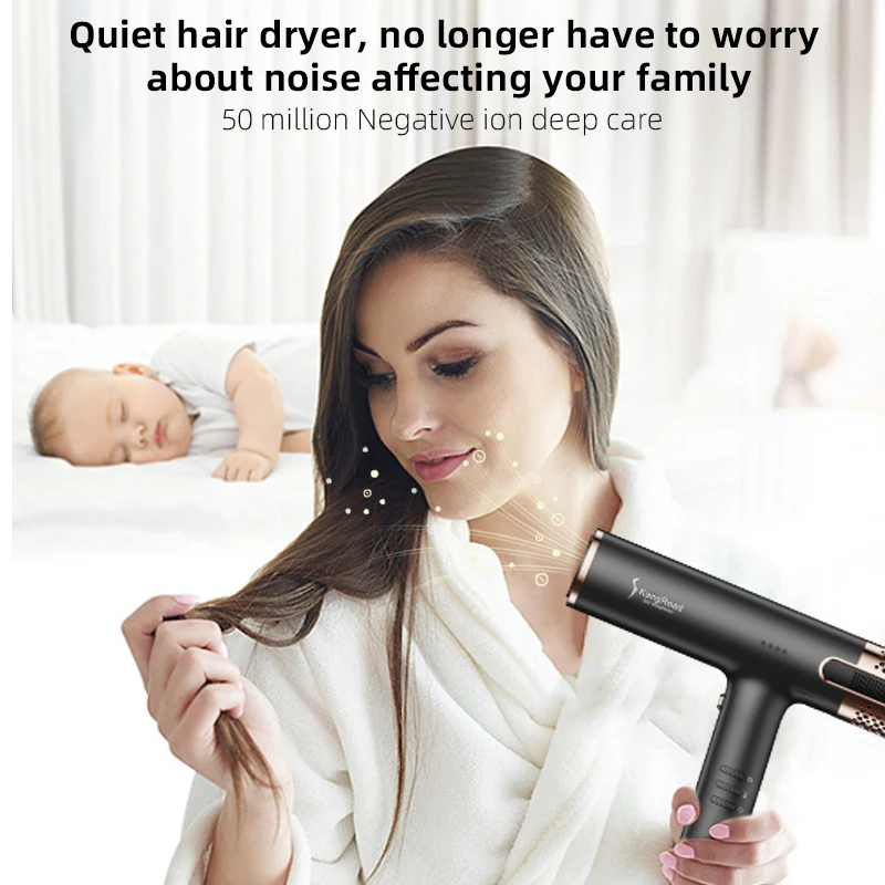 Hair Dryer with Diffuser and Concentrator 1200W  Ionic Hair Dryer Brushless Motor Magnetic Nozzles Fast Drying Hair Dryer