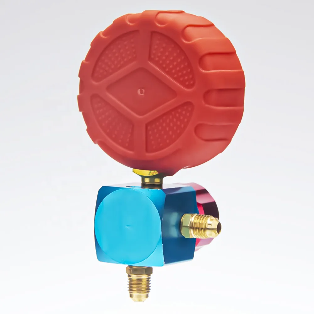 Aluminum two-way valve Manifold  diaphragm manometer with 1.6 precision for AC refrigeration