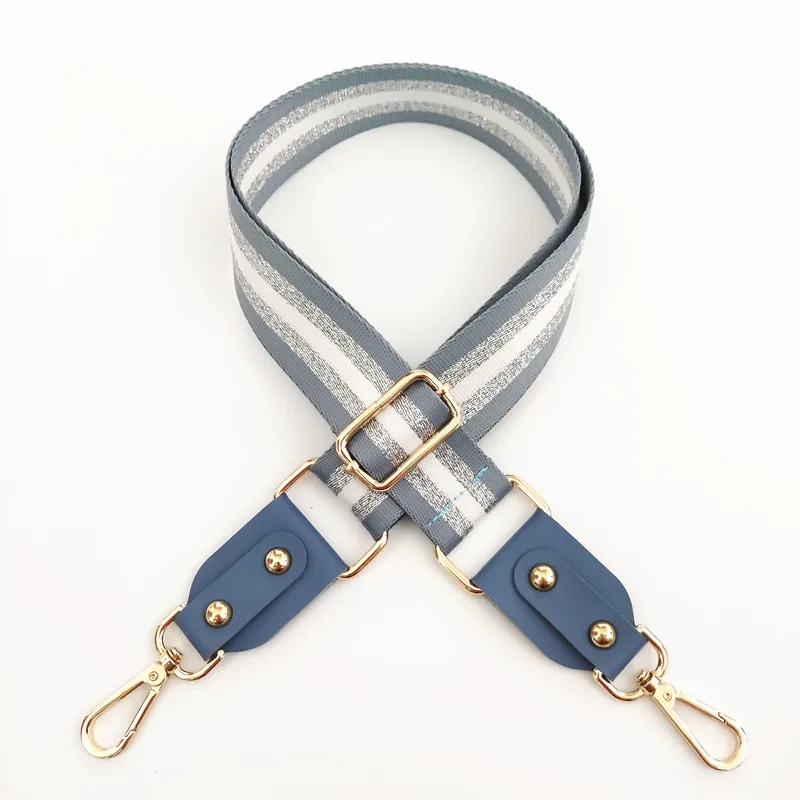 Meetee B-J353 Colorful Silver Line Highlight Strap Adjustable Crossbody Long Backpack Polyester + Leather Rivet Strap