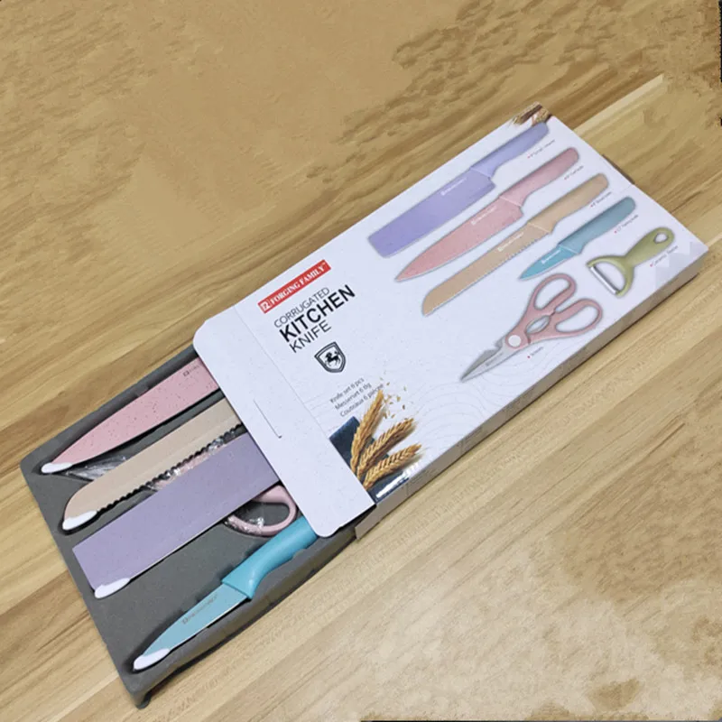 Wheat straw 6-piece stainless steel knife set