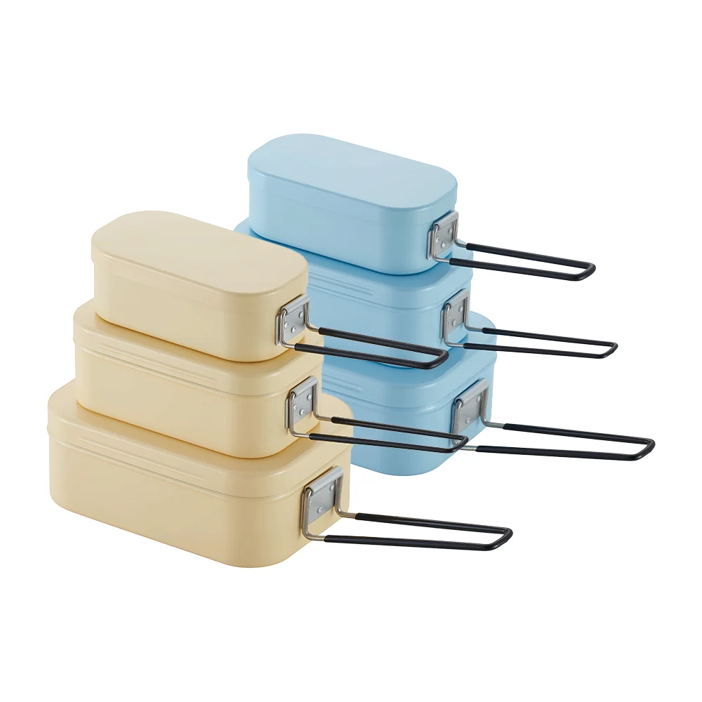 Hot Selling Portable Lightweight Outdoor Hiking Camping Mess Kit Custom Aluminum Mess Tin Box