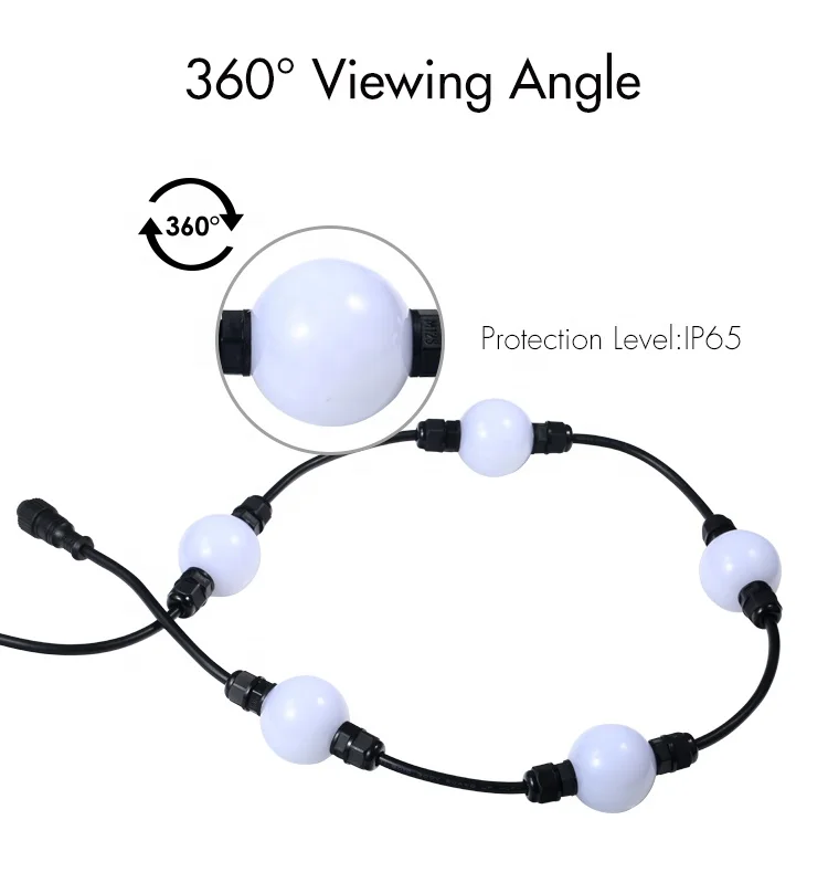 Showjockey Wholesale 30mm 60mm 120mm DMX Pixel Lighted Balls 3D RGB LED Ball String Light