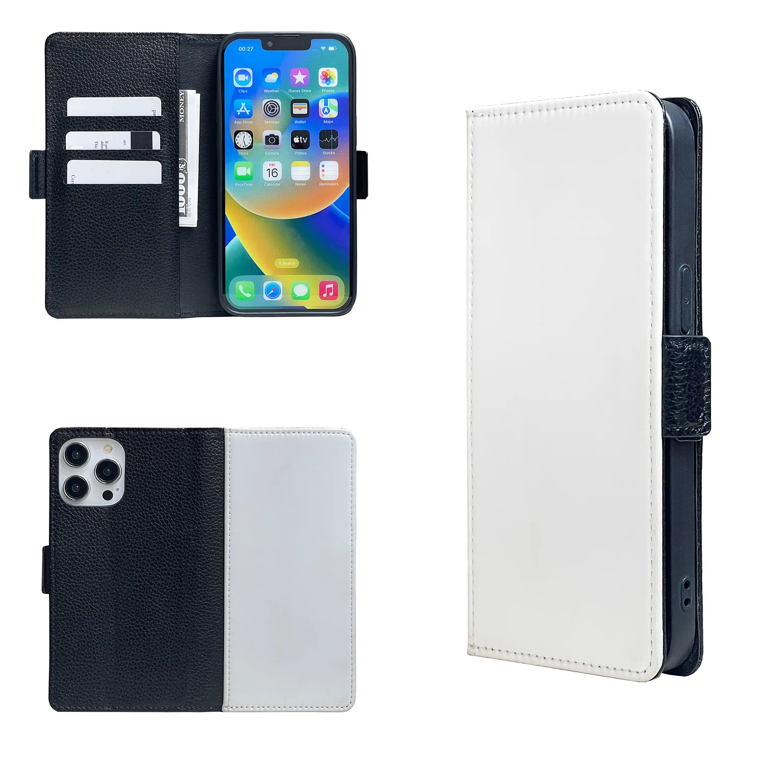 PU Leather Sublimation Phone Wallet Cases Custom Print Blanks Case for 15