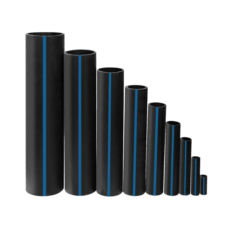 pe 100 sdr11 sdr 17 sdr 21 dn110mm blue stripe poly pipes 2inch 8 4 inch dn100 hdpe water pipe pn10 250 mm for water supply