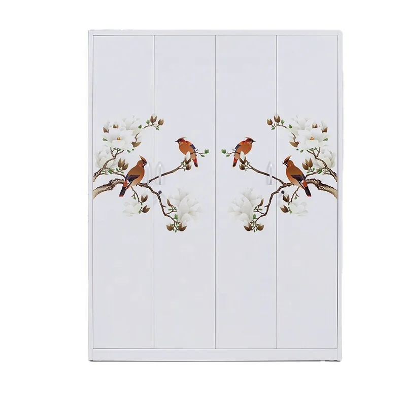 Steel Almirah Designs Bedroom Steel Flower Printing Wardrobe