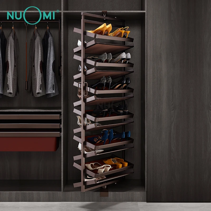 NUOMI Hera Series High Quality Wooden Bedroom Furniture 360 Degree Vertical Rotating Shoe Rack