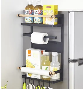 
Factory Direct Japanese Metal Magnetic Suction Scene Large Refrigerator Kitchen Organizer Rack Storage New Fashion 2020 