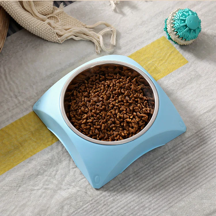 Elevated Stainless Steel Pet Bowls Raised Stand Neat Dish Pet Food Feeder Slanted Pet Bowls for Cats and Dogs