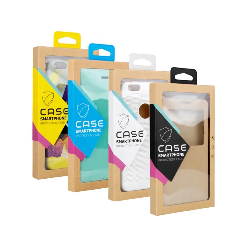 OEM New Design Mobile Phone Case Packaging Box,cell Art Paper with Window Customized Competitive HV