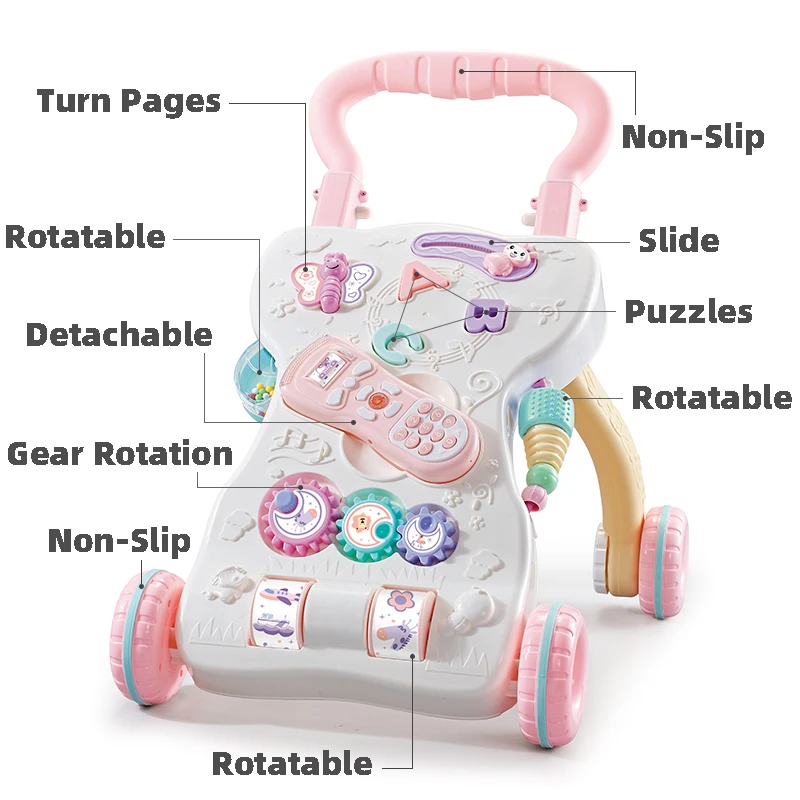 Toddlers Sit-To-Stand Multifunctional Push Stroller Toy Activity Gym Baby Walker Toys