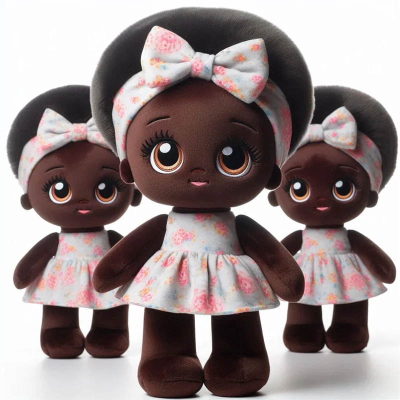 Custom OEM Personalized Soft Baby African Plush Rag Doll Custom Plush Black Fairy Doll For Sleeping
