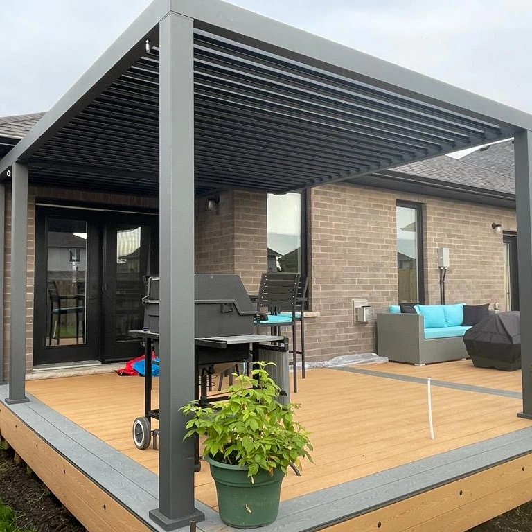 Custom outdoor waterproof aluminum pergola pavilion electric louver garden shade remote control  aluminum pergola