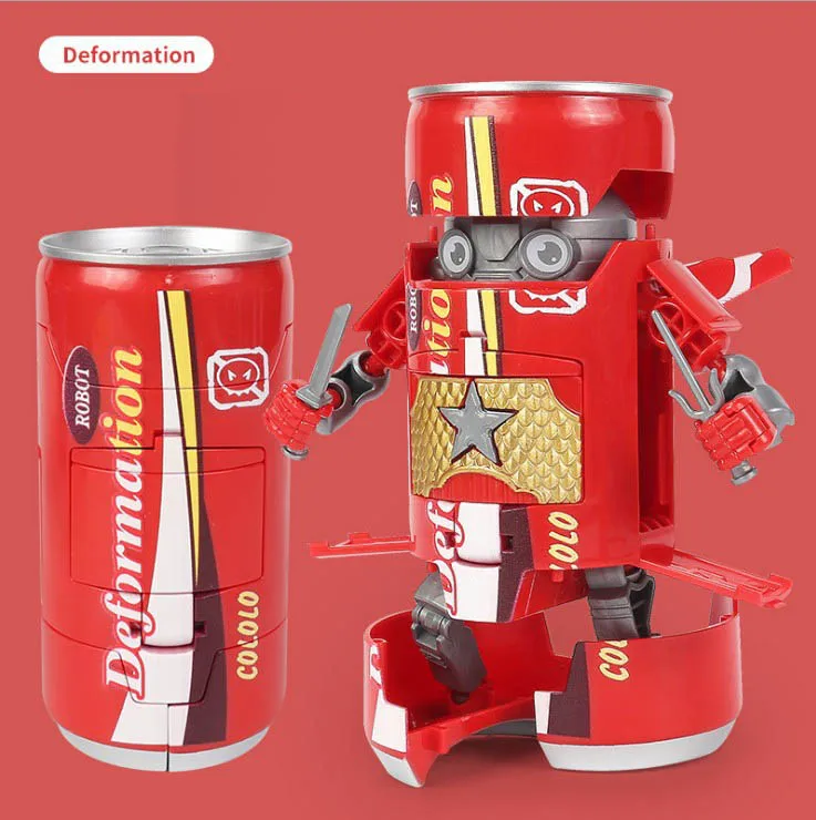 Novelty Deformation Soda Robot Toys Transformation 4 Item Drinks Transform Toys Robot For Kids